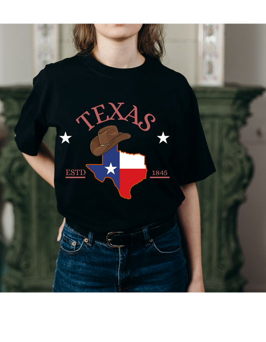 Texas 1845 T Shirt Cowboy Graphic